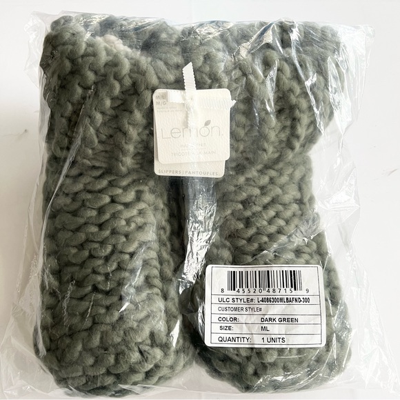 Lemon Shoes New Lemon Cabin Cuffed Womens Slipper Socks Dark Green